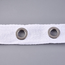 Cotton Herringbone Ribbon, Eyelet Twill Tape, for Clothing Accessories, White, 1 inch(25mm), Hole: 8mm(SRIB-WH0006-13)