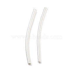 Brass Curved Tube Beads, Cadmium Free & Lead Free, Silver, 24.5x1.5mm, Hole: 1mm(KK-B120-04C-S)