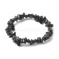 Chip Natural Obsidian Stretch Beaded Bracelets for Kids, Inner Diameter: 1-3/4 inch(4.5cm)(BJEW-JB06305-07)