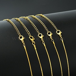 5Pcs Brass Square Snake Chain Necklace Making, with Lobster Claw Clasps, Golden, 18.5 inch(47.2cm), 1mm(MAK-YW0001-23)
