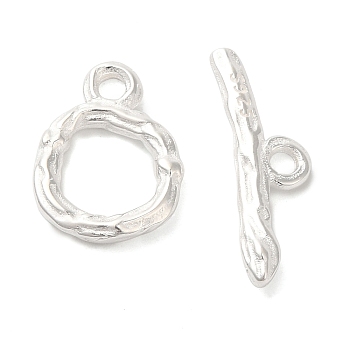 925 Sterling Silver Toggle Clasps, Ring, Silver, Ring: 14.5mm wide, 11mm long, 2mm thick, hole: 1.8mm; Bar: 6mmm wide, 19mm long, 2mm thick, hole: 1.8mm