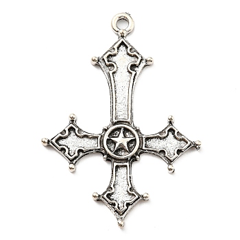Plated Alloy Big Pendants, Cross, Antique Silver, 53x38x3mm, Hole: 2.7mm