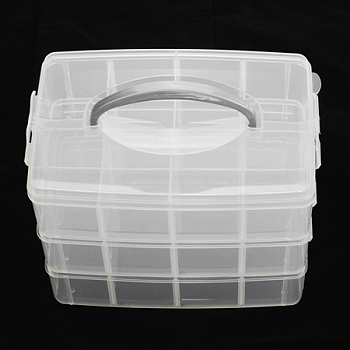 Plastic Bead Containers, Rectangle,Three Layers, A Total of 24 Compartments, Clear, 234x153x185mm, Compartment: 72x56~57x74mm