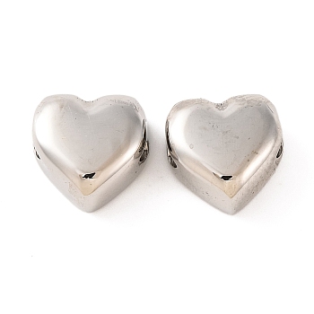 Non-Tarnish 304 Stainless Steel Beads, Heart, Stainless Steel Color, 8.5x8.5x5mm, Hole: 1.5mm