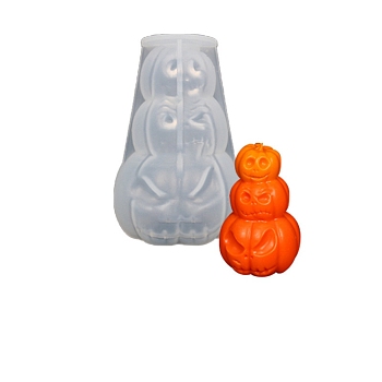 DIY Halloween 3 Pumpkin Jack-O'-Lantern Candle Silicone Molds, for Scented Candle Making, White, 12.3x8cm, Inner Diameter: 5.6cm