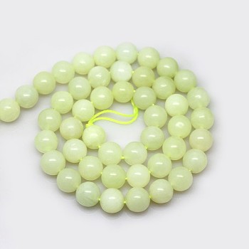 Natural New Jade Beads Strands, Round, 8mm, Hole: 0.8mm, about 49pcs/strand, 15.3 inch(39cm)