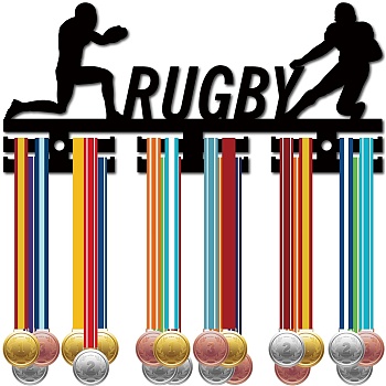 Acrylic Medal Holder, Medal Display Hanger Rack, Medal Holder Frame, with Standoff Pins, Rugby, 130x290x10mm, Hole: 8mm