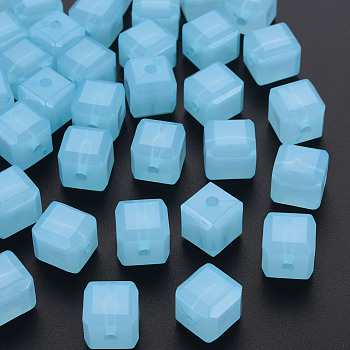 Imitation Jelly Acrylic Beads, Cube, Light Sky Blue, 11.5x11x11mm, Hole: 2.5mm, about 528pcs/500g
