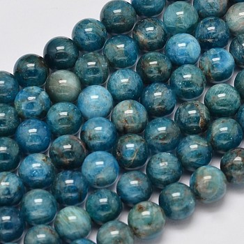 Natural Apatite Round Bead Strands, 8mm, Hole: 1mm, about 50pcs/strand, 15.5 inch