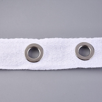 Cotton Herringbone Ribbon, Eyelet Twill Tape, for Clothing Accessories, White, 1 inch(25mm), Hole: 8mm