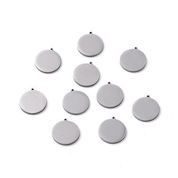 304 Stainless Steel Pendants, Stamping Blank Tag, Flat Round, Stainless Steel Color, 21x19x2mm, Hole: 1mm