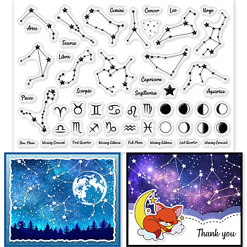 PVC Plastic Stamps, for DIY Scrapbooking, Photo Album Decorative, Cards Making, Stamp Sheets, Constellation Pattern, 16x11x0.3cm