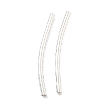 Brass Curved Tube Beads, Cadmium Free & Lead Free, Silver, 24.5x1.5mm, Hole: 1mm