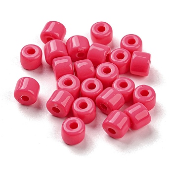 Opaque Acrylic Beads, Column, Deep Pink, 6.5x5mm, Hole: 2mm, about 3000pcs/500g