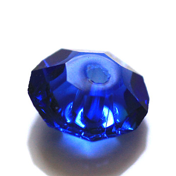 Imitation Austrian Crystal Beads, Grade AAA, K9 Glass, Faceted, Flat Round, Blue, 8x4mm, Hole: 0.9~1mm