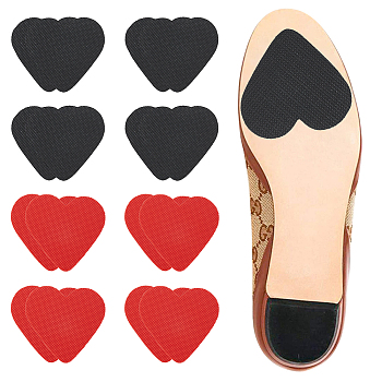 8 Pairs 2 Colors Rubber Shoe Sole Heel Anti Slip Grips, Self Adhesive Rubber Pads, Heart, Mixed Color, 57x61x1.5mm, 4 pairs/color