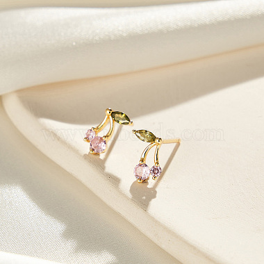 925 boucles d'oreilles en argent sterling avec micro pavé de zircons cubiques(EJEW-K284-08G)-2