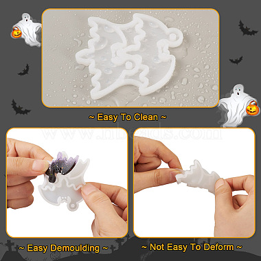 Pandahall 3Pcs 3 Styles DIY Bat Pendants Silhouette Silicone Molds(DIY-TA0005-27)-4