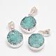 Electroplated Natural & Dyed Druzy Agate Pendants(G-N0167-018A)-1