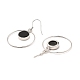 Natural Obsidian Flat Round Dangle Earrings(EJEW-Z024-11D-P)-2