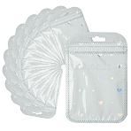 50Pcs Glitter Heart Holographic Plastic Yin-yang Zip Top Gift Bags, Self Sealing Reclosable Package Pouches for Pen Keychain Watch Storage, Rectangle, White, 13x8.5x0.02cm, Unilateral Thickness: 2.7 Mil(0.07mm)(OPP-YW0001-09A)