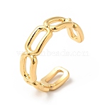Ion Plating(IP) 304 Stainless Steel Oval Open Cuff Ring, Hollow Ring for Men Women, Golden, US Size 9(18.9mm)(RJEW-I085-01G)