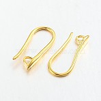 Brass Earring Hooks for Earring Designs, Ear Wire, with Horizontal Loop, Lead Free & Cadmium Free, Golden, 20.5x8.5x2.5mm, Hole: 2mm, 18 Gauge, Pin: 1mm(KK-M142-02G-RS)