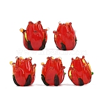 Handmade Lampwork Beads, Tulip, Red, 13.5~14.5x12.5~13.5x12.5~13.5mm, Hole: 1.8~2mm(LAMP-K045-01A)