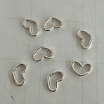 925 Sterling Silver Spring Gate Rings, Heart, Silver, 10.5x16x2mm, Inner Diameter: 8.5x11.5mm(STER-K173-25S)