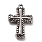 Non-Tarnish 304 Stainless Steel Pendants, Cross, Stainless Steel Color, 18x12.5x3mm, Hole: 1mm(STAS-B024-52P)