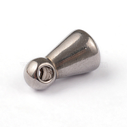 304 Stainless Steel Charms, Chain Extender Drop, Teardrop, Stainless Steel Color, 9x5mm, Hole: 1.5mm(STAS-E104-31B)