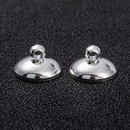 Brass Bead Cap Pendant Bails, for Globe Glass Bubble Cover Pendants, Long-Lasting Plated, 925 Sterling Silver Plated, 10x6mm, Hole: 1.8mm, Inner Diameter: 9mm(KK-H759-30B-S)