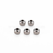 201 Stainless Steel Beads, Column, Cadmium Free & Nickel Free & Lead Free, Rondelle, Stainless Steel Color, 4x3.5mm, Hole: 1.6mm(STAS-N088-38A-01P)