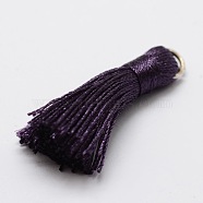 Nylon Tassels Pendant Decorations, with Alloy Findings, Purple, 31x7mm, Hole: 2x5mm(HJEW-L013-07)