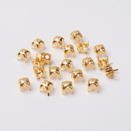 Square Brass Sew on Prong Settings, Claw Settings for SS28 Diamond Shape Rhinestone, Open Back Settings, Golden, 6x6x0.25mm(X-KK-O084-05G-6x6mm)
