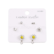 Brass Cubic Zirconia Ear Studs, With Enamel, For Women, Stud Earrings, Mixed Shapes, Platinum, 2.5~15x3~9mm(EJEW-S218-02P)