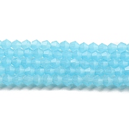 Imitation Jade Glass Beads Strands, Faceted, Bicone, Deep Sky Blue, 4x4mm, Hole: 0.8mm, about 82~85pcs/strand, 12.01~12.2 inch(30.5~31cm)(EGLA-A039-J4mm-D03)