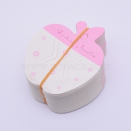 Hair Clip Display Cards, Hanging Dangle Holder Cardboard Tags, Apple, Pink, 75x65x0.5mm, Hole: 7mm(DIY-WH0189-13)