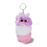 Cute Plush Cloth Worm Doll Pendant Keychains, with Alloy Keychain Ring, for Bag Car Key Pendant Decoration, Lilac, 18cm(KEYC-P014-B03)
