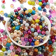 Opaque Spray Painted Glass Beads, Round, Mixed Color, 6mm, Hole: 1.2~1.5mm(DGLA-MSMC002-6mm)