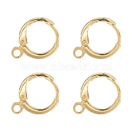 Brass Huggie Hoop Earring Findings, with Horizontal Loops, Long-Lasting Plated, Lead Free & Nickel Free, Real 18K Gold Plated, 12 Gauge, 14.7x11.7x2mm, Hole: 1.8mm(X-KK-L179-04G-A)