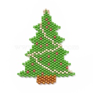 Handmade MIYUKI Japanese Seed Loom Pattern Seed Beads, Christmas Theme Pendants, Christmas Tree Pattern, 51x37x1.7mm(PALLOY-MZ00059-01)
