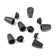 Plastic Cord End, End Cap with Flat Round Plug, Cone, Black, 15.5x10mm, Hole: 3.8mm(FIND-WH0042-33)