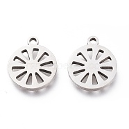 201 Stainless Steel Charms, Laser Cut, Lemon, Stainless Steel Color, 12x10x1mm, Hole: 1.2mm(STAS-A047-08P)
