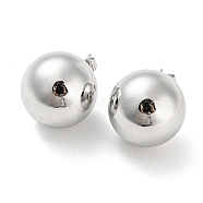 Brass Stud Earrings, Round Ball, Platinum, 28x16mm(EJEW-I300-04C-P)