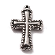 304 Stainless Steel Pendants, Cross, Stainless Steel Color, 18x12.5x3mm, Hole: 1mm(STAS-B024-52P)