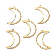 Brass Pendant, for Jewelry Making, Hollow Moon, Raw(Unplated), 26x17x1mm, Hole: 1.2mm(KK-P206-06C)