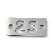 Non-Tarnish 304 Stainless Steel Connector Charms, Laser Cut, Hollow Number 25 Links, Stainless Steel Color, 7x15x1.2mm, Hole: 1.5mm(STAS-L279-020P)