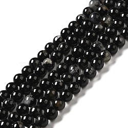 Natural Black Tourmaline Beads Strands, Round, 4mm, Hole: 0.6mm, about 89pcs/strand, 14.96''(38cm)(G-F666-05-4mm)