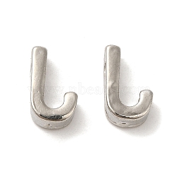 Platinum Plated Alloy Beads, Initial Letter, Letter.J, 10x3mm, Hole: 1.8mm(PALLOY-CJC0001-64P-J)